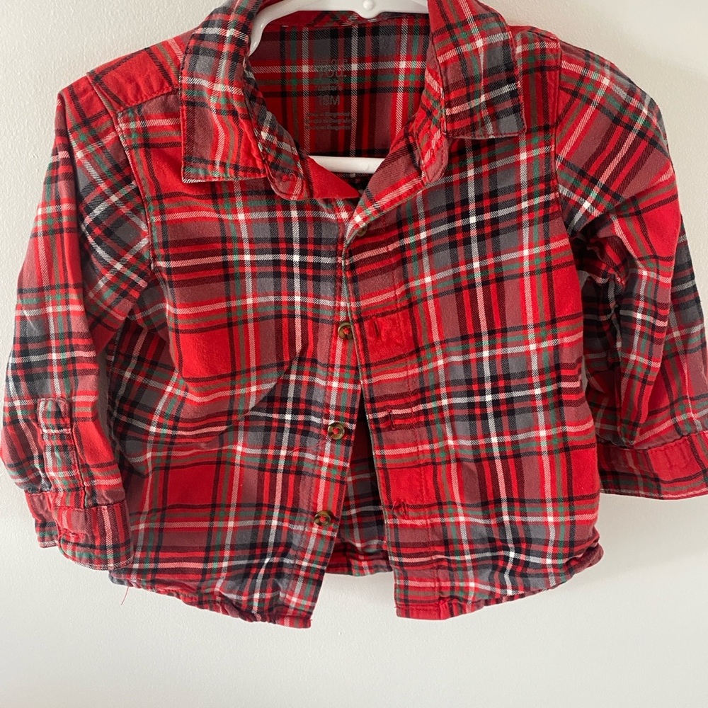 Just One You (Carter’s) Red Plaid Flannel Shirt – 18M Holiday Tartan